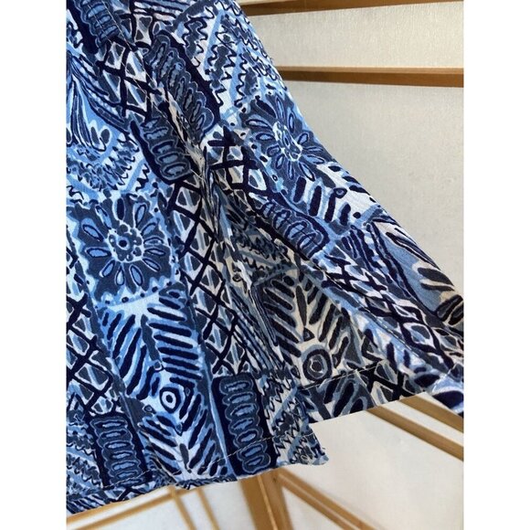 Appleseeds Women’s SM Blue Crinkled Cotton Geometric Print Button Down Shirt NWT - Picture 11 of 12